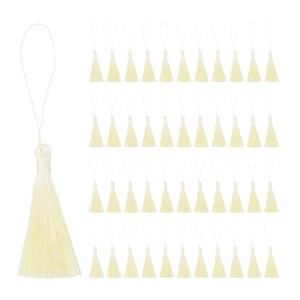 45 pezzi mini nappe segnalibro setose fatte a mano filo morbido nappe artigianali gialle - Foto 1 di 6