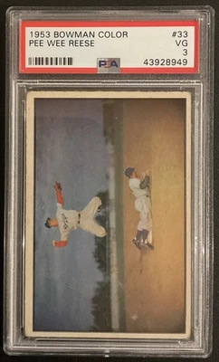1953 Bowman Color #33 Pee Wee Reese PSA 3 VG - Image 1 of 3