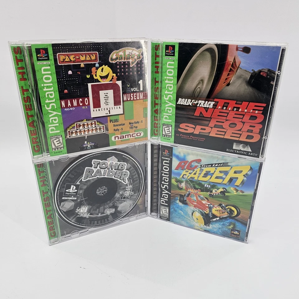 Лот товаров с 4 играми для PS1 — NAMCO Museum — Tomb Raider — RC Racer — The Need For Speed - Изображение 1 из 4
