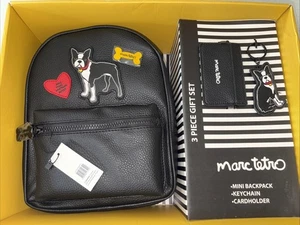 Marc Tetro 3 Pc Bookbag Gift Set Mini Backpack Boston Terrier Key Chain Card New - Picture 1 of 5