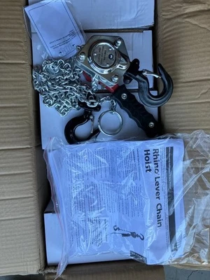 RHINO New 1/4 0.25 Ton 550LB Lever Block Chain Hoist Come Along Ratchet Winch Puller