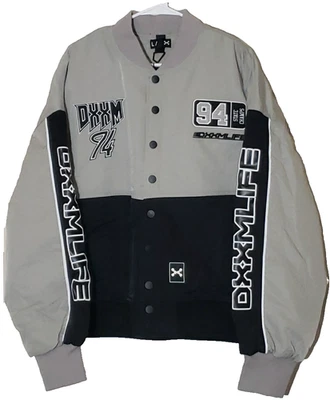 DXXM Life Racing Jacket by Culture Kings Gray Black Moto Style Size Large - Image 1 of 4