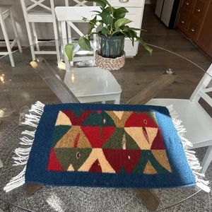 Zapotec Wool Mat Southwest Pescado Design (21”x15.5") - Handwoven in Mexico. - Picture 1 of 6