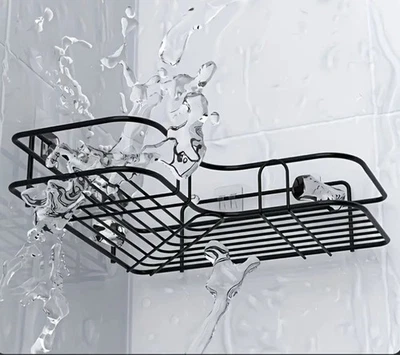 Estante de ducha de acero inoxidable resistente al óxido elegante acabado negro duradero - Imagen 1 de 3