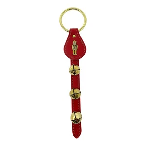 Belsnickel Nutcracker Charm Red Leather Sleigh Bell Door Hanger Made in USA - Picture 1 of 5