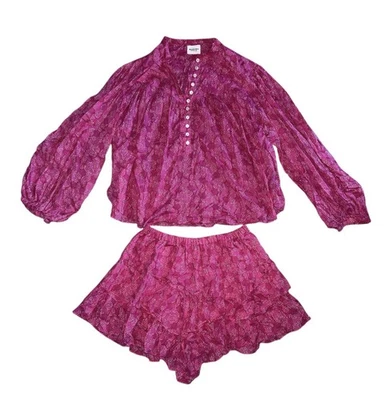 Isabel Marant 2 peças Etoile Blusa Salika Feminina e Conjunto de Skort Jocadia em Fuschia 42 - Imagem 1 de 4