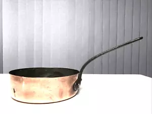 More details for french copper sauté frying sauce roasting pan skillet hand forged handle  22cm