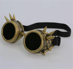 NEW Costume Steampunk Spiked Glasses Halloween Antique Gold Frame - Picture 1 of 1