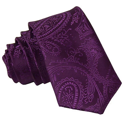 Новые мужские полиэстер сплетенный 2,5» узкий галстук только фиолетовый пейсли выпускного вечера свадьбы - Изображение 1 из 2