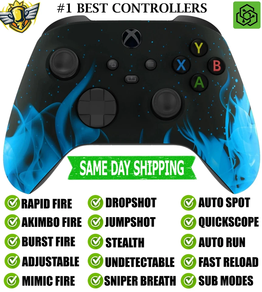 Blue Flames Silent Modz Rapid Fire Modded Controller for Xbox Series X/S One PC - Image 1 of 1