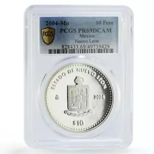 Mexico 10 pesos Federation Anniversary Nuevo Leon PR69 PCGS silver coin 2004 - Picture 1 of 2