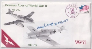 MAJOR HEINZ LANGE SIGNED COVER SCARCE GERMAN ACE - Picture 1 of 1