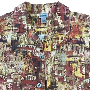 Chicos Jacket Size 1 Medium All Over Design City Buildings Blazer Button Front - Picture 1 of 11