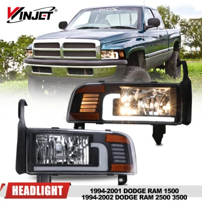 Faros LED DRL negros transparentes para Dodge Ram 1500 2500 3500 1994-2002 Foto 1 de 4
