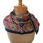 Vinatge Womens silk scarf wrap colorful paisley 44" x 17" semi sheer fabric