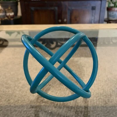 Decorative Metal Sphere Ball Orb 5-6” Distressed Home Decor Turquoise Blue Green - Image 1 of 4