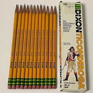 Vintage Box of 12 Dixon Ticonderoga 1388 Lead Pencils No.2 - Sharpened - Unused - Picture 1 of 7