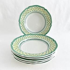 VILLEROY AND BOCH,  "FRENCH GARDEN ORANGE" RIMMED SOUP BOWLS, GREEN AND YELLOW - Picture 1 of 4