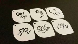 Set 6 Pezzi Stencil San Valentino Cuore Amore Fiore Decorazione Amore Card Viso - Foto 1 di 3
