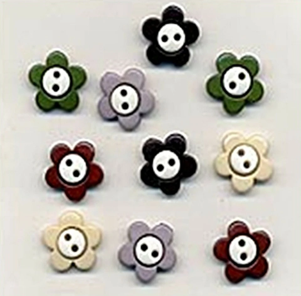 BASIC FLOWERS BUTTONS Neutral Spring Scrapbooking Card Making Sewing Stamping - Image 1 of 1