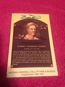 Bobby Doerr Autographed Hall of Fame Plaque Card. Red Sox Hall of Famer. - Picture 1 of 2