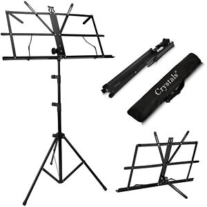 Portable Music Stand Height Adjustable Orchestral Sheet Paper Holder Tripod Bag