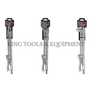 KING 15" EXTENDED REACH LOCKING PLIERS, Extra Long Straight 45 90 Deg. Bent Jaws - Picture 1 of 5