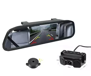 5" Car Rear Mirror Monitor + 170° Reversing Camera Parking Radar Sensor Beeper - Picture 1 of 20