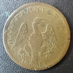 Ficha de águila de medio centavo del Bajo Canadá 1814 1/2 centavo - Imagen 1 de 2