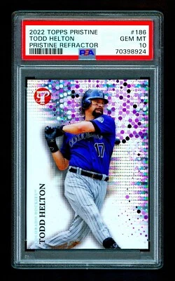2022 Topps Pristine Todd Helton REFRACTOR GEM MT 10 POP 1 - Image 1 of 2