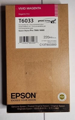  GENUINO EPSON T6033 VÍVIDO MAGENTA 220 ml TINTA STYLUS 7880 9880 T6033 29/06/19 Foto 1 de 2