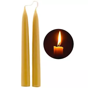 Natural Beeswax Taper Candles, Smokeless and Dripless Beeswax Candles, 8Hrs B... - Picture 1 of 6