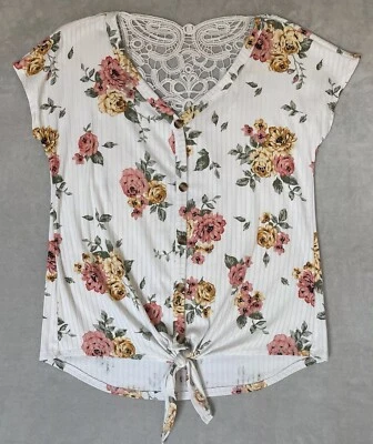 Bobbie Brooks Shirt Woman's Size Small White Floral Lace Cottagecore Boho Hippie - Image 1 of 4