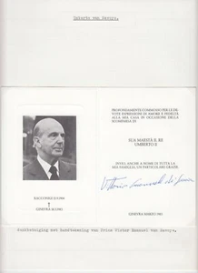 Victor Emanuel van Savoye Original Autograph on Obituary, Royalty Italy (L6494) - Picture 1 of 1