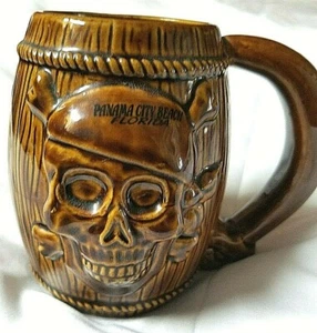 PANAMA CIUDAD PLAYA FLORIDA CRÁNEO PIRATA CRÁEO CRUZ 3D TAZA PIEDRA PIRATA - Imagen 1 de 8