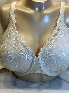 Playtex white full coverage bra size 40dd back closure embroidered - Picture 1 of 13