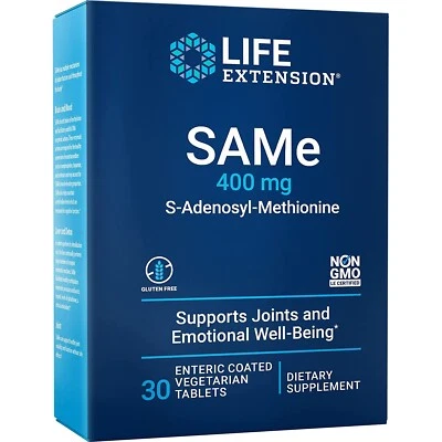Life Extension SAMe S-Adenosyl-Methionine 400mg, 30 Enteric-Coated Veg Tablets - Image 1 of 4