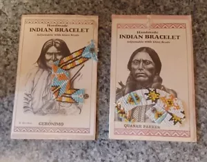 Set 2 bracciali indiani fatti a mano vintage regolabili con perline di vetro NOS - Foto 1 di 7