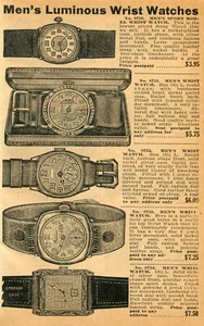 1933 Kleingedruckte Anzeige leuchtender Herrenarmbanduhren - Bild 1 von 2