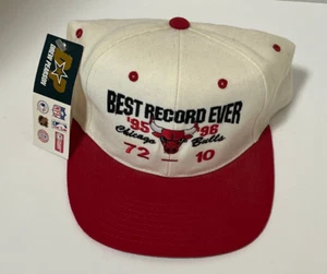 Chicago Bulls 1995-96 Headmaster Hat Cap Snap Back Twill 72 Wins NBA NWT Vintage - Picture 1 of 6