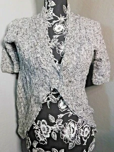 Anthropologie Moth Cable/Chunky Knit Cardigan Sweater 1-Button Grey Women's XS - Picture 1 of 6
