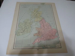 ANTIQUE MAP  THE BRITISH ISLES CIRCA 1066  CRAM'S  ATLAS 1905  11.5 X 14.5 - Picture 1 of 2