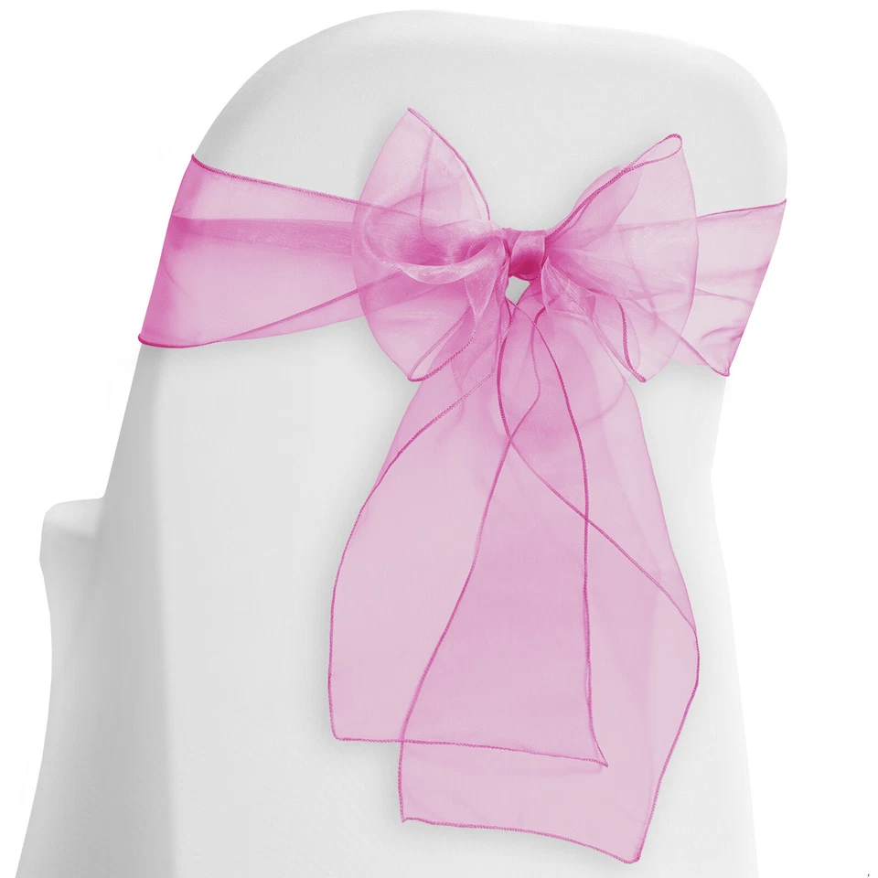 10 Organza Wedding Chair Cover Bow Sashes - Ribbon Tie Back Sash - Many Colors - Image 1 of 1