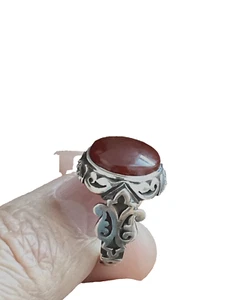 CUSTOM HANDMADE MEN'S SILVER RING PLAIN KABADI YEMANI AQEEQالحجر اليماني - Picture 1 of 11