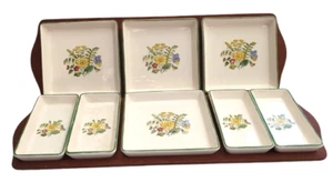 Alumina Denmark Earthenware Faience Flora Hors D'oeuvre Serving Dishes and Tray - Picture 1 of 10
