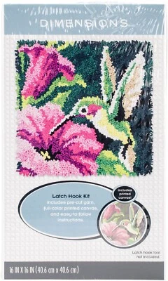 Dimensions Latch Hook Kit 16"X16"-Hummingbird - Image 1 of 3