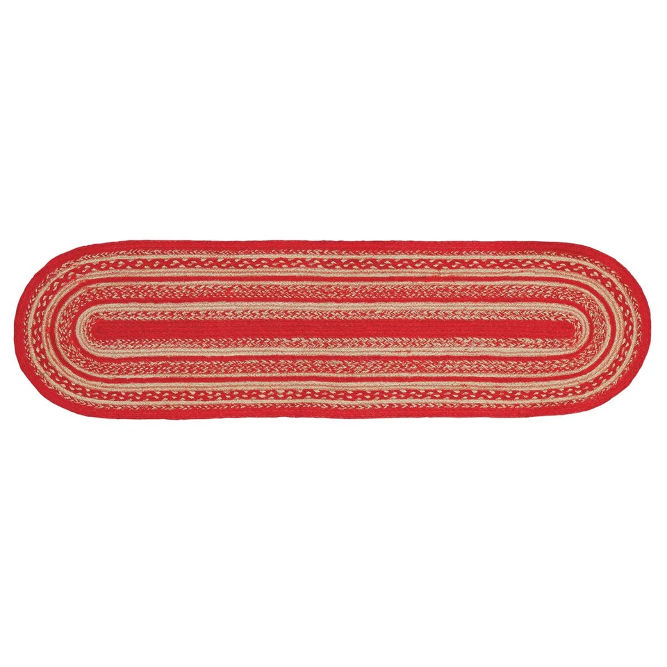 CUNNINGHAM YUTE TRENZADO CORREDOR DE MESA / BANDA DE RODADURA DE ESCALERA 8,5X27 NATURAL / ROJO CEREZA  Foto 1 de 1