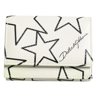 DOLCE & GABBANA Wallet White Leather Trifold DG Star Print Card Holder RRP $550 - image 1 of 4