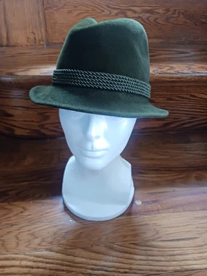 Sombrero Fedora Para Hombre De Colección Frankel Wien Anton Blum Fieltro Verde Talla 6 3/14 Pequeño Austriaco Foto 1 de 4