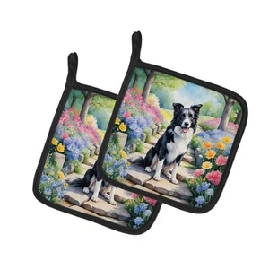 Border Collie Spring Path coppia di portavasi DAC6573PTHD - Foto 1 di 3